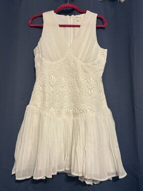 White Crochet Lace Mini Dress | Sleeveless Boho Dress | Women's XL